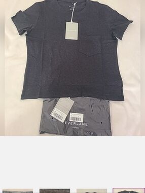 EVERLANE The Organic Cotton Box Cut Pocket Tee XS Charcoal Essential  Rlxd 90s